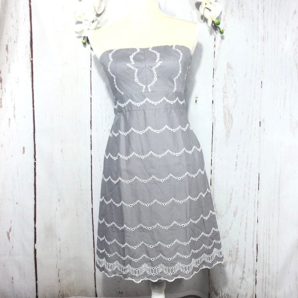 J.CREW STRAPLESS LACE GRAY DRESS SIZE 4
